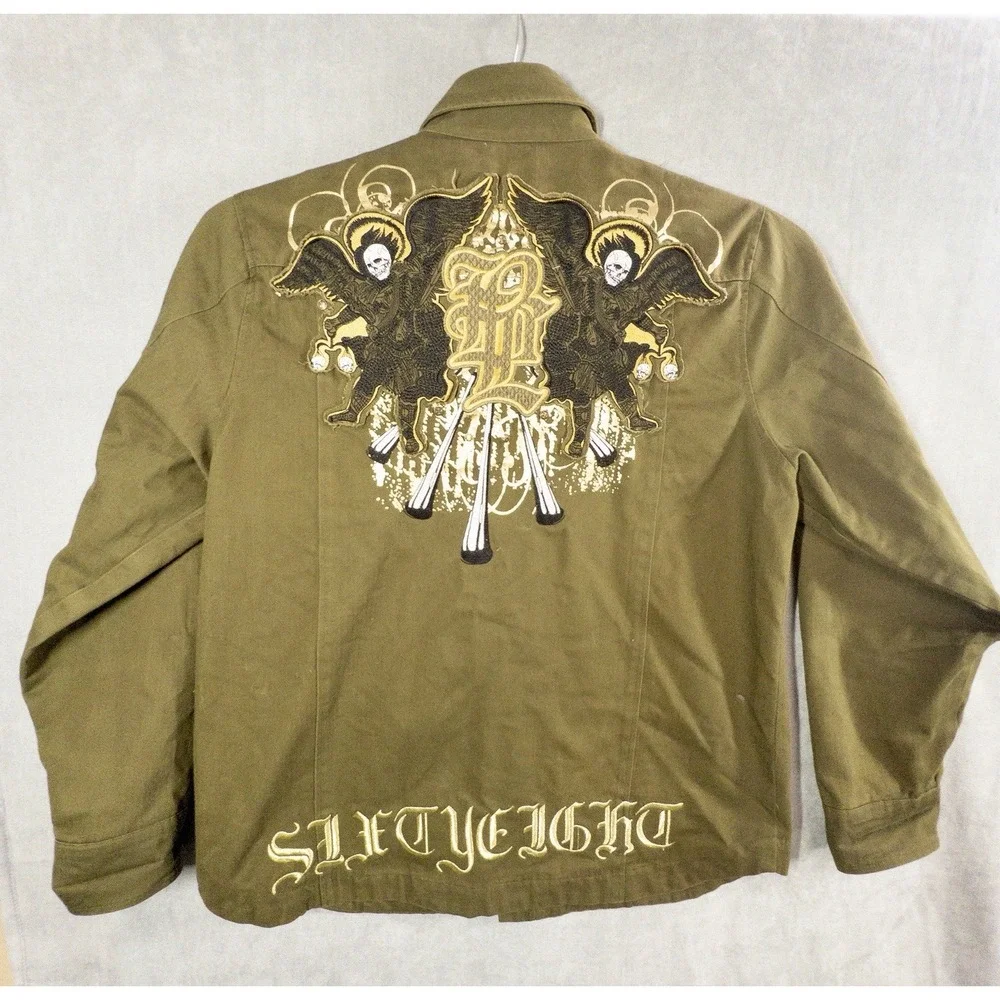 Blac Label Embroidered Military Style Field Jacket Mens XL Streetwear Y2k